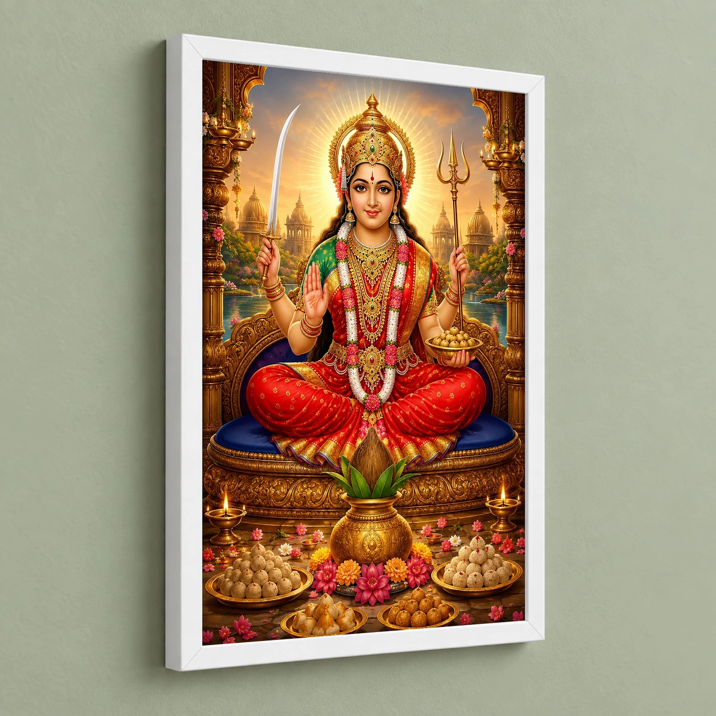 Santoshi Maa Vivid Premium Spiritual Poster Art Photo Frame, view 5