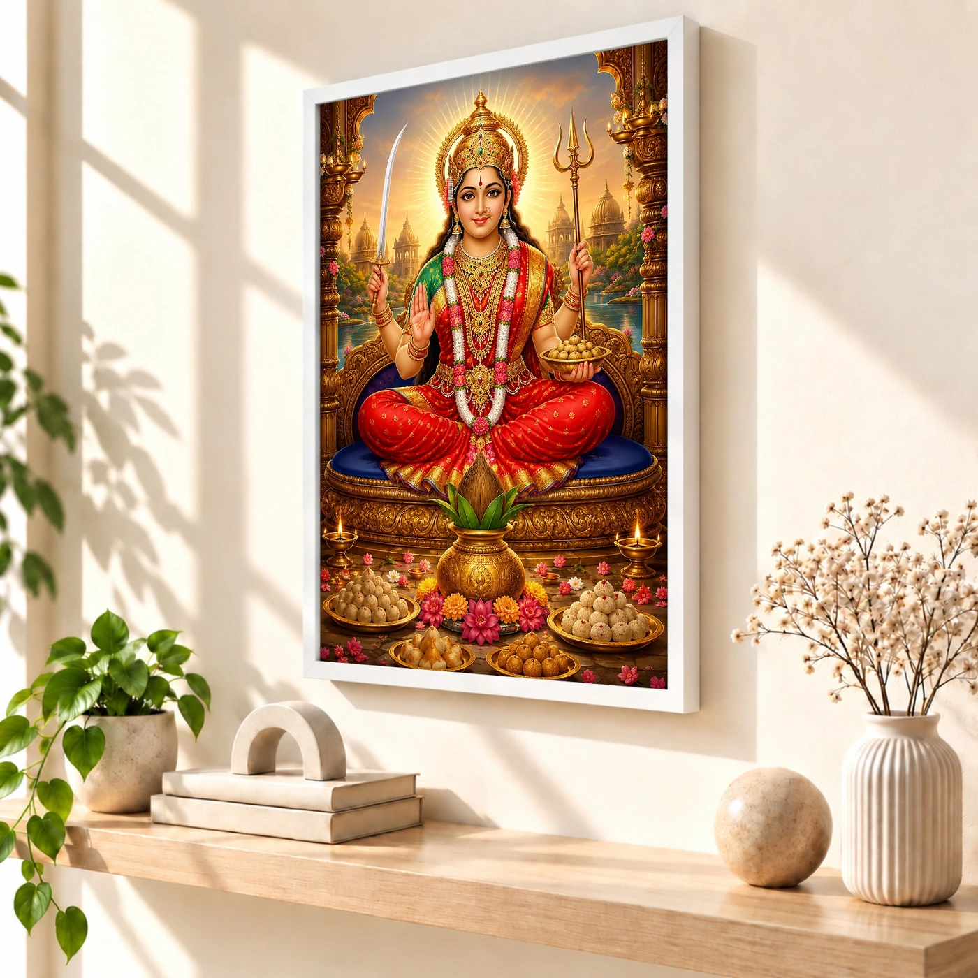 Santoshi Maa Vivid Premium Spiritual Poster Art Photo Frame, view 7
