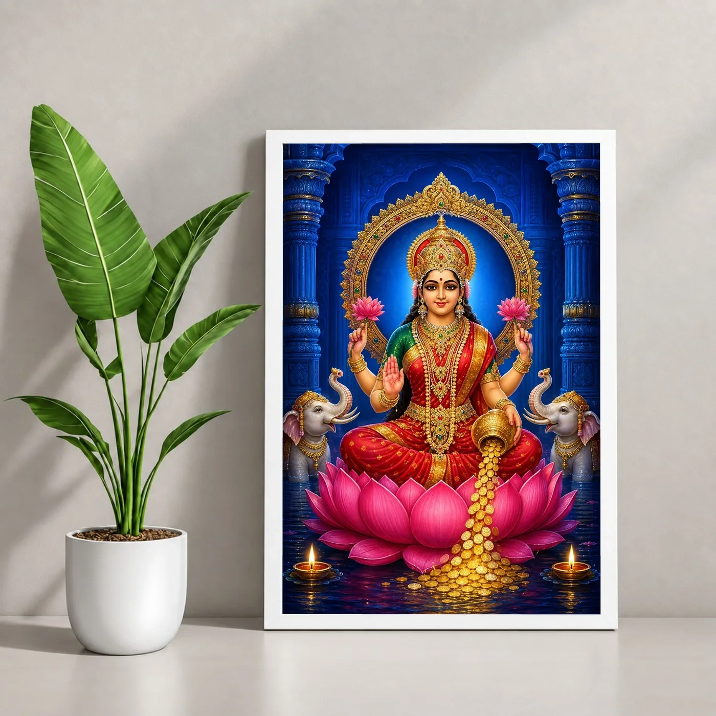 Sapphire Temple Varalakshmi Photo Frame – Red Saree Art, view 4