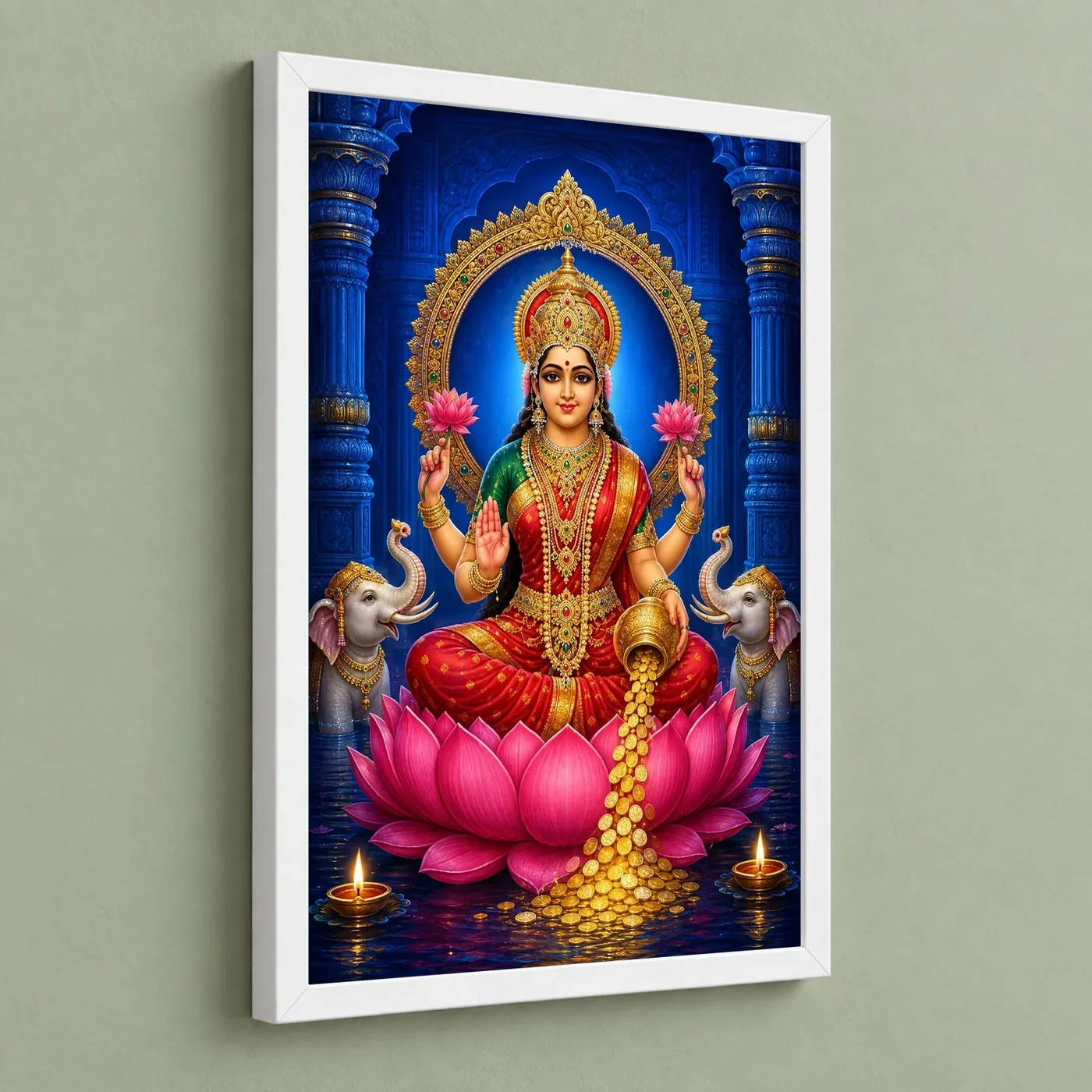 Sapphire Temple Varalakshmi Photo Frame – Red Saree Art, view 5