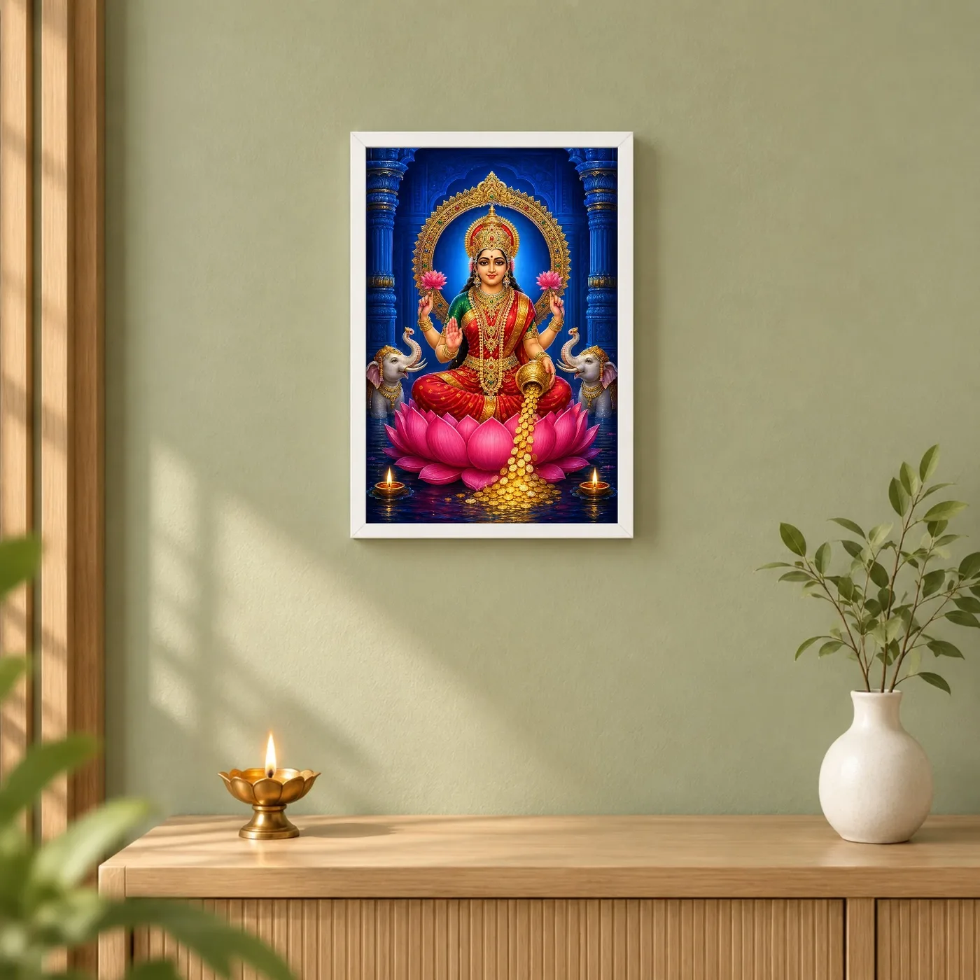 Sapphire Temple Varalakshmi Photo Frame – Red Saree Art, view 6