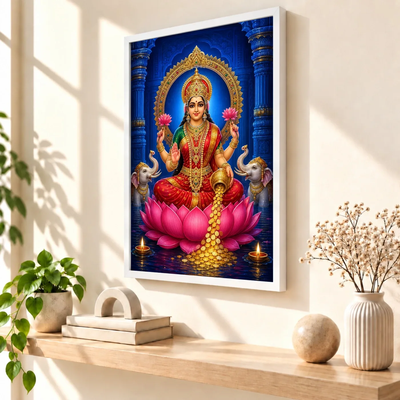Sapphire Temple Varalakshmi Photo Frame – Red Saree Art, view 7