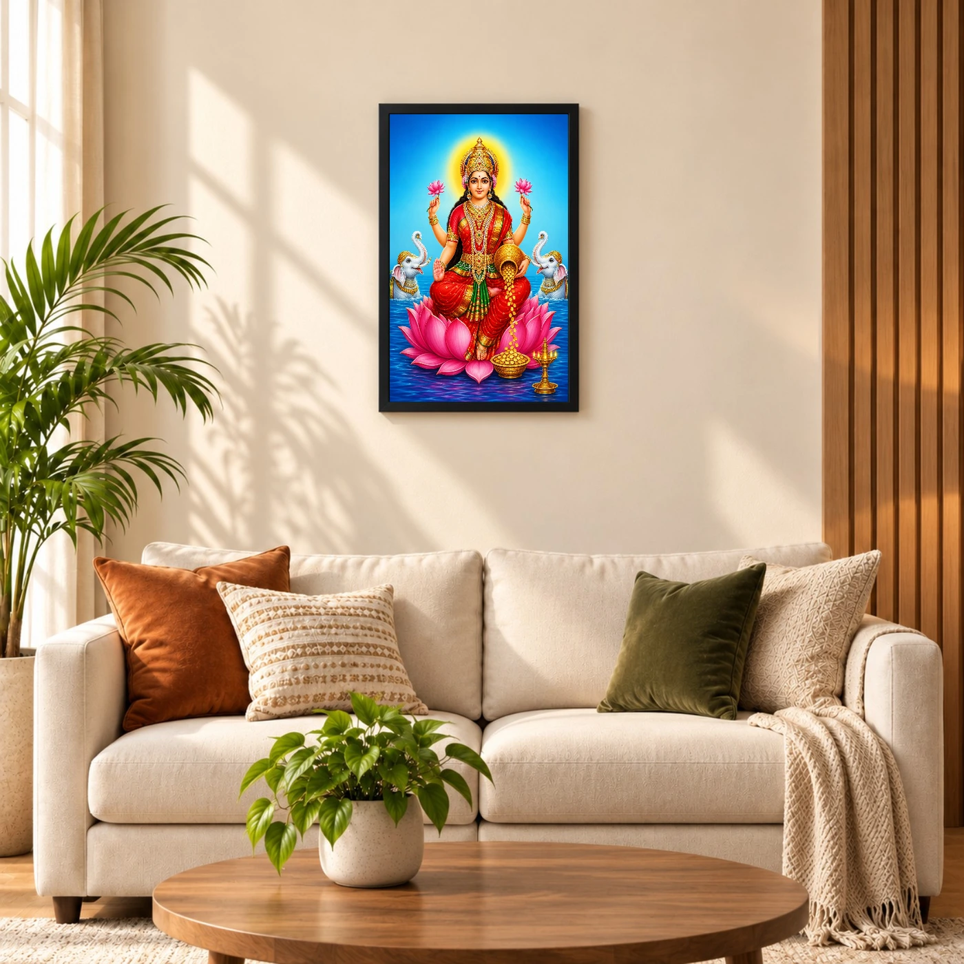 Sapphire Water Gaja Varalakshmi Photo Frame – Lotus Art, view 8