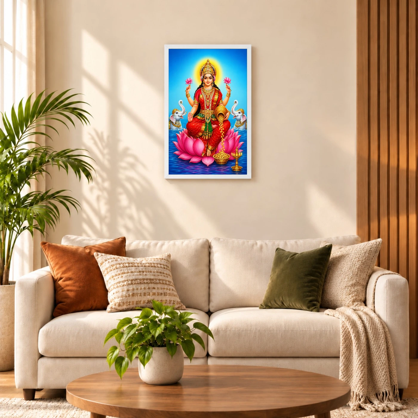 Sapphire Water Gaja Varalakshmi Photo Frame – Lotus Art, view 9
