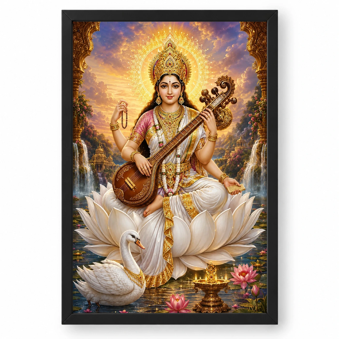 Saraswati Maa Cosmic Celestial Aura Photo Frame