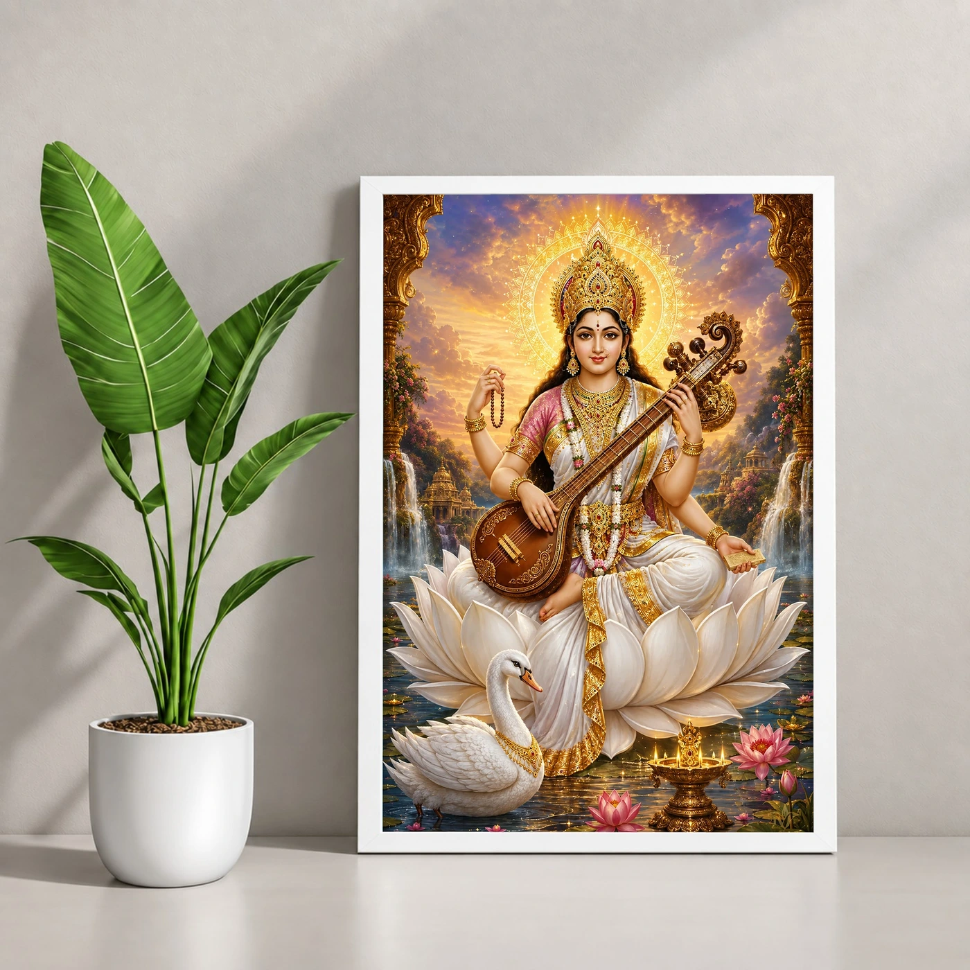 Saraswati Maa Cosmic Celestial Aura Photo Frame, view 4