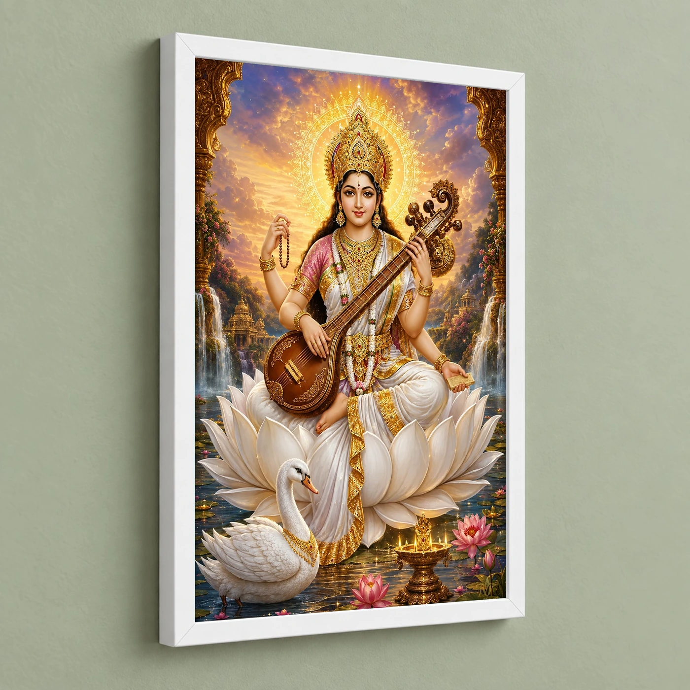 Saraswati Maa Cosmic Celestial Aura Photo Frame, view 5