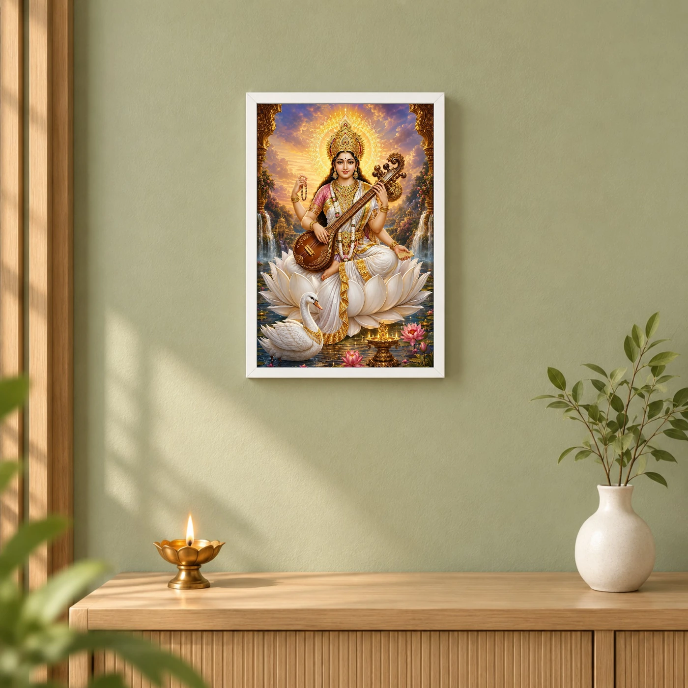 Saraswati Maa Cosmic Celestial Aura Photo Frame, view 6
