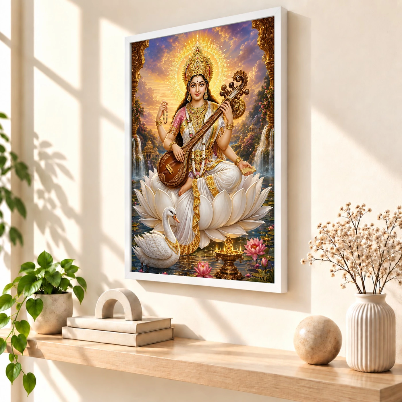 Saraswati Maa Cosmic Celestial Aura Photo Frame, view 7