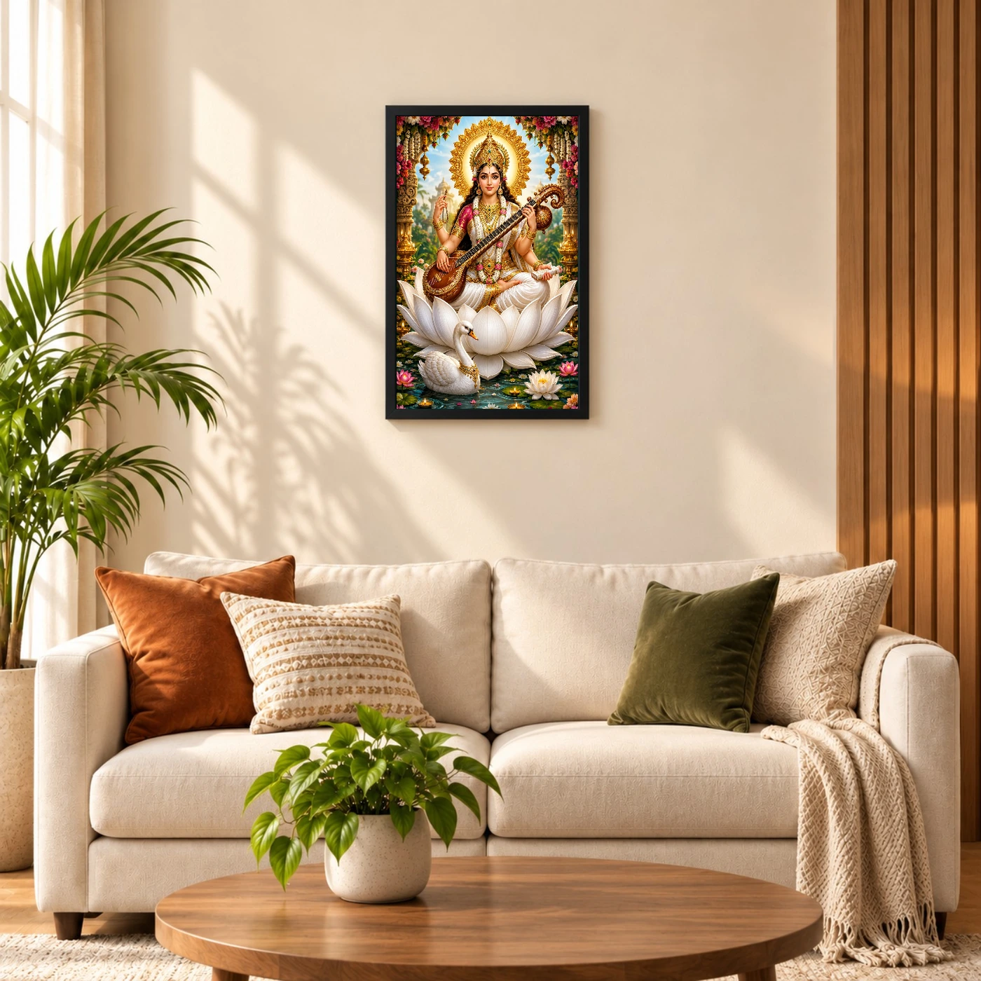 Saraswati Maa Grand Festival Flower Decoration Photo Frame, view 8