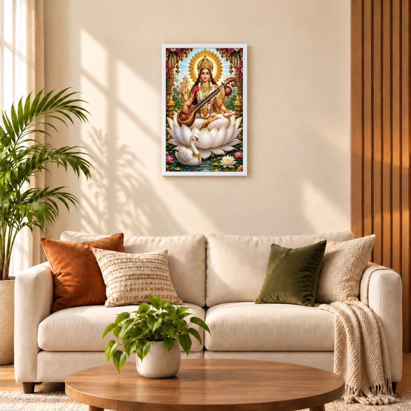 Saraswati Maa Grand Festival Flower Decoration Photo Frame, view 9
