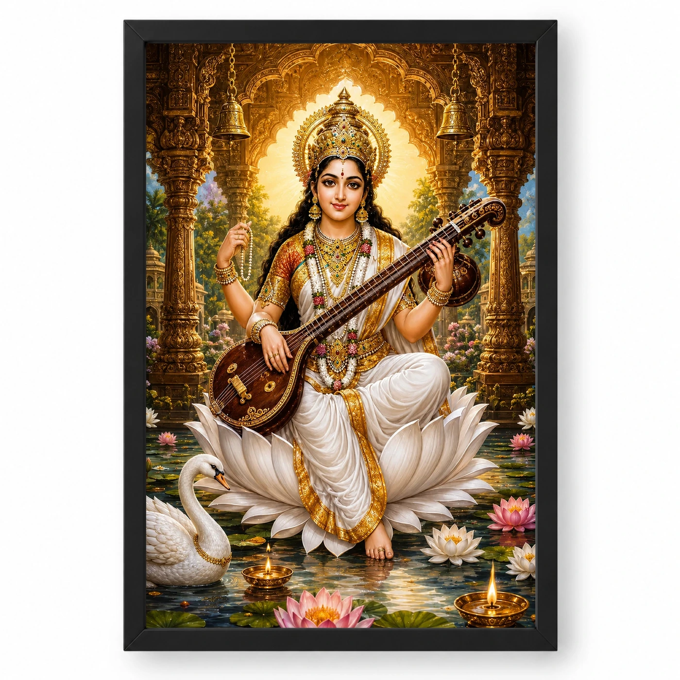 Saraswati Maa Heritage Temple Architecture Backdrop Photo Frame