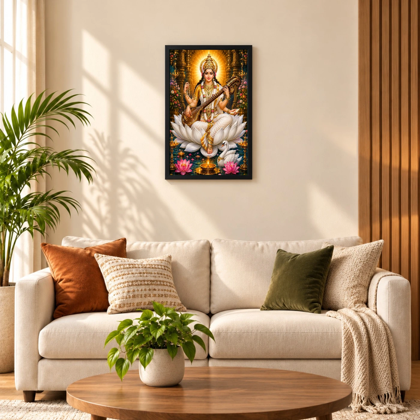 Saraswati Maa Lotus And Diya Radiance Photo Frame, view 8