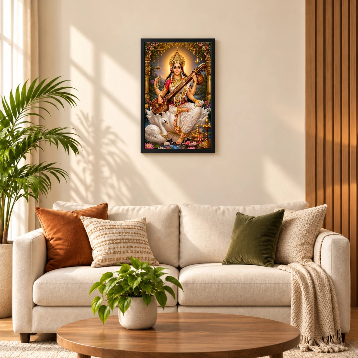 Saraswati Maa Peaceful Home Mandir Composition Photo Frame, view 8