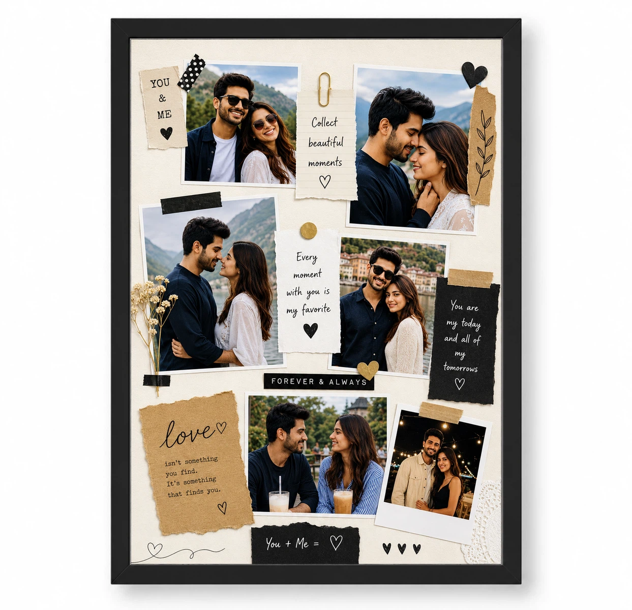 Scrapbook Style Vintage Couple Photo Collage Frame Wall Art