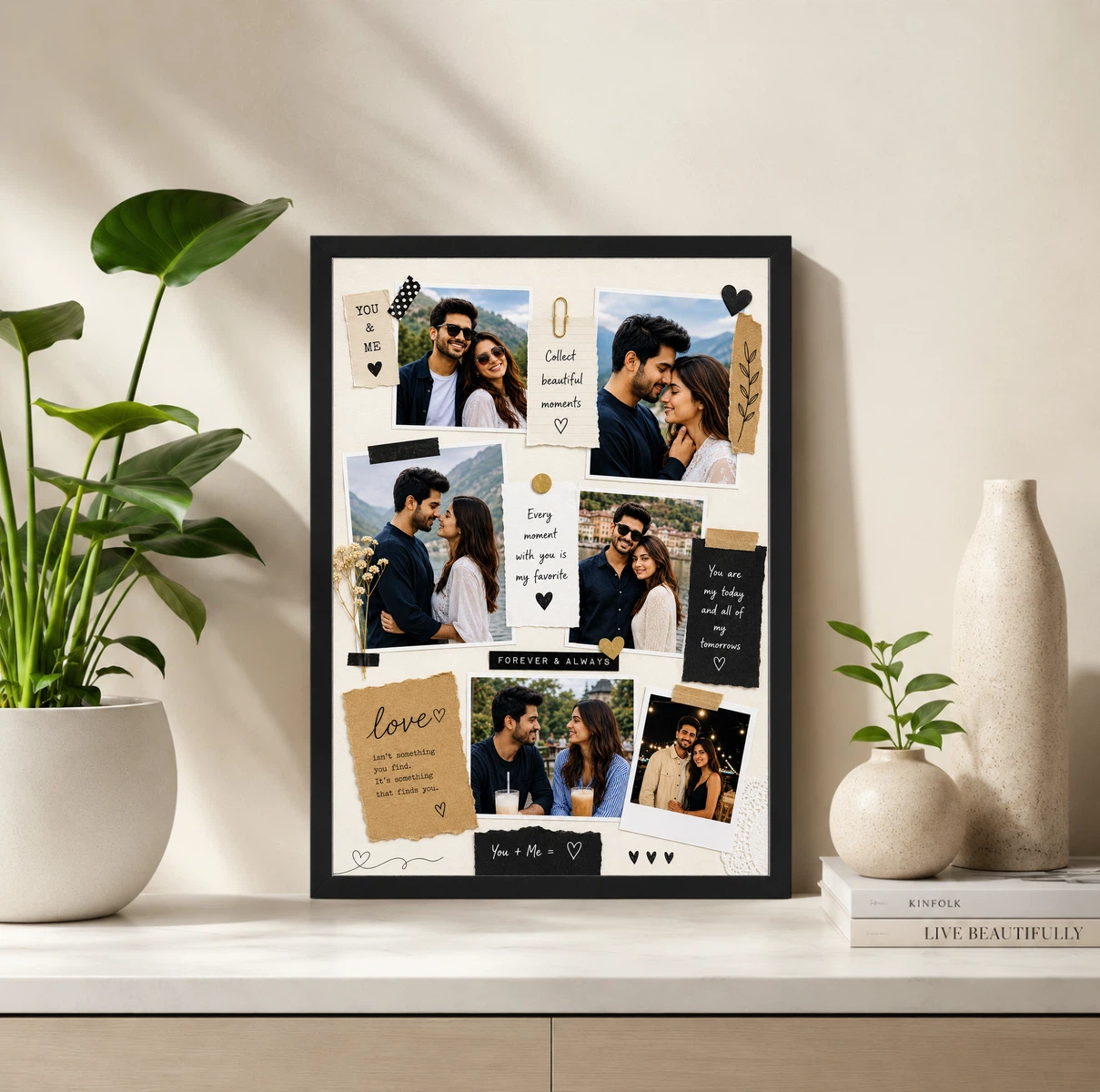 Scrapbook Style Vintage Couple Photo Collage Frame Wall Art, view 2