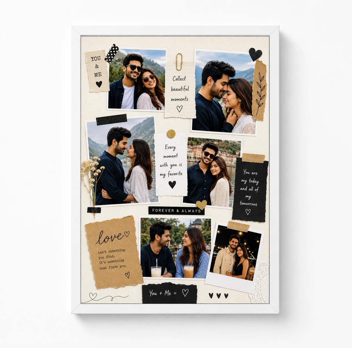 Scrapbook Style Vintage Couple Photo Collage Frame Wall Art, view 3