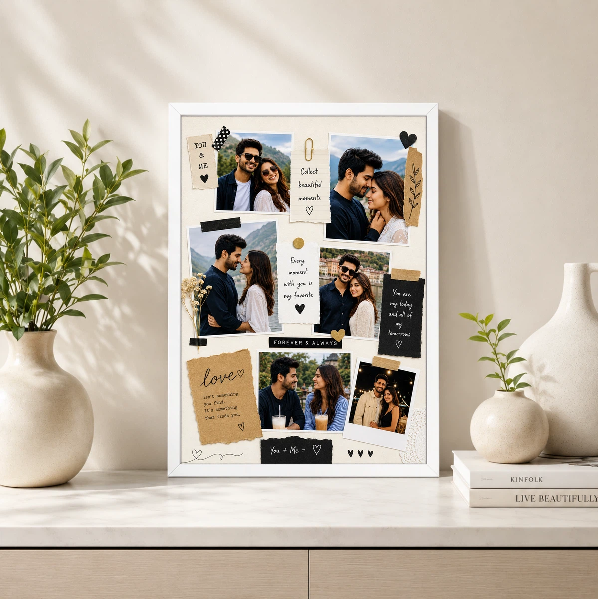 Scrapbook Style Vintage Couple Photo Collage Frame Wall Art, view 4