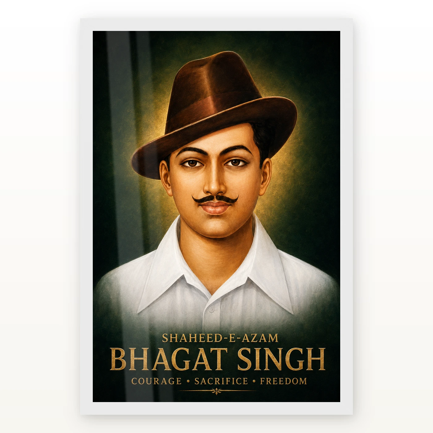 Shaheed-e-Azam Bhagat Singh Emerald Gold Portrait Photo Frame, view 2