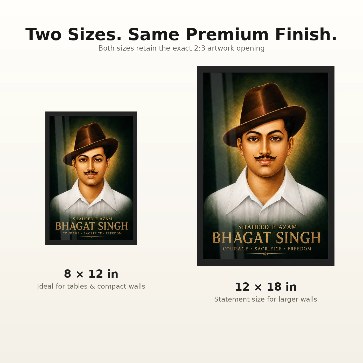 Shaheed-e-Azam Bhagat Singh Emerald Gold Portrait Photo Frame, view 8