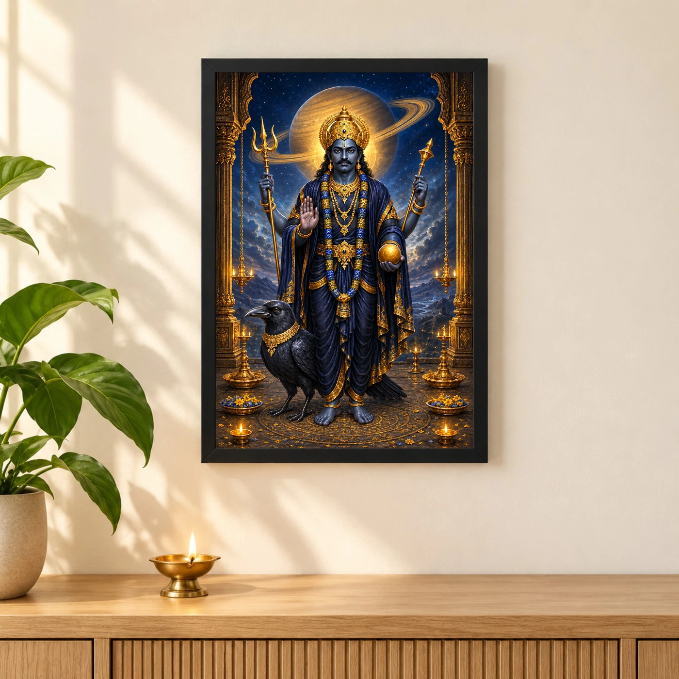 Shani Dev Crow Vahana Cosmic Photo Frame, view 3