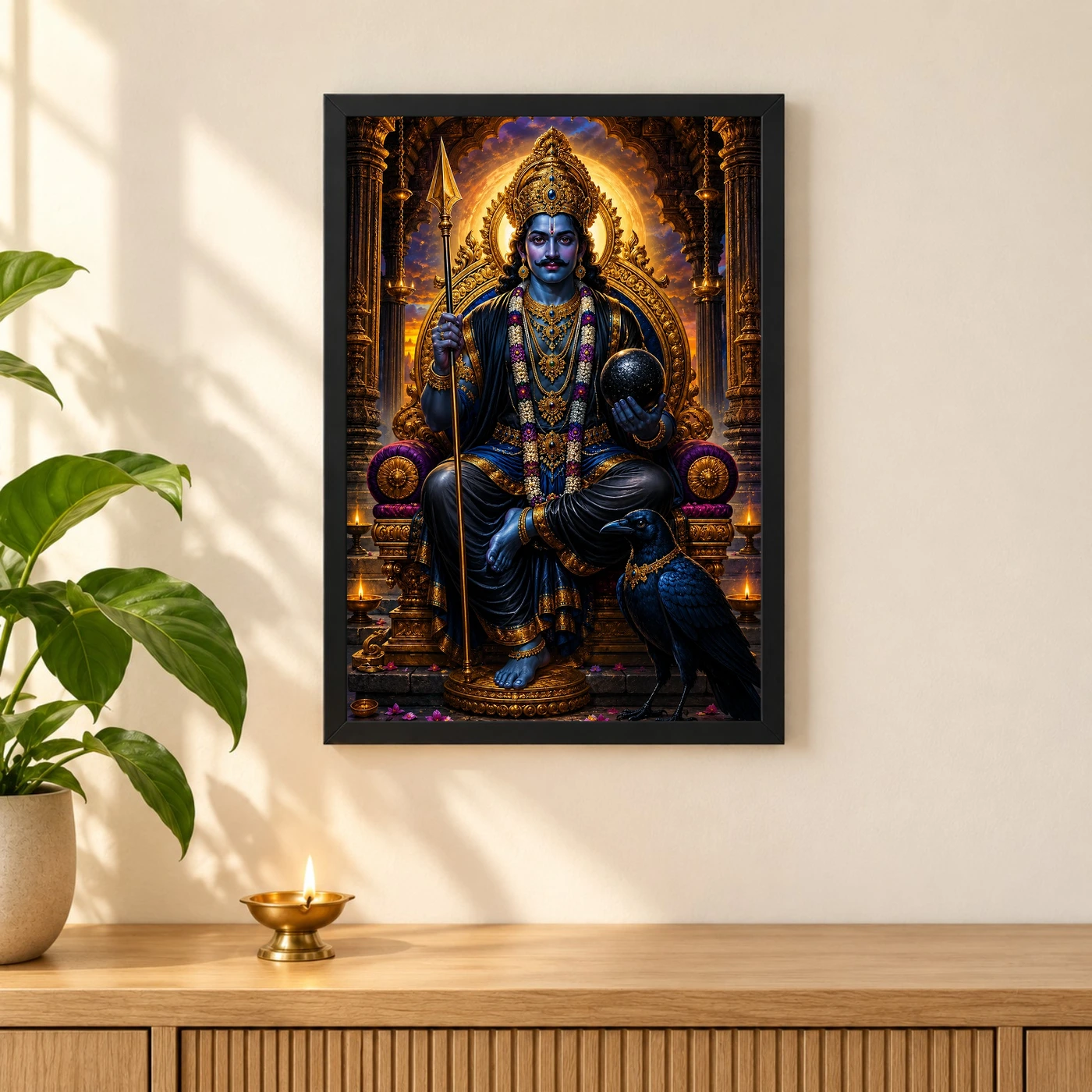 Shani Dev Heritage Temple Architecture Backdrop Photo Frame, view 3