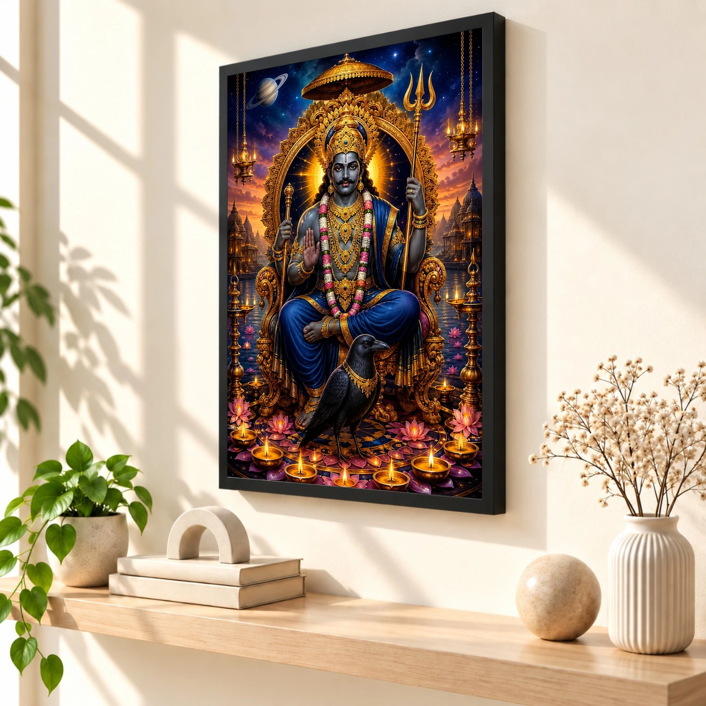 Shani Dev Lotus And Diya Radiance Photo Frame, view 2