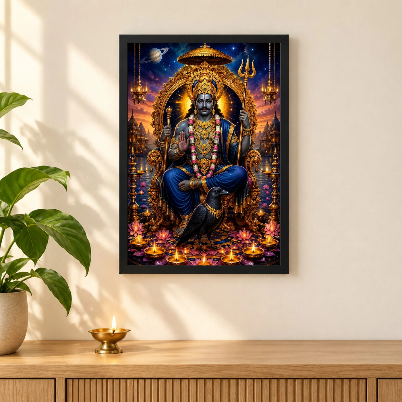 Shani Dev Lotus And Diya Radiance Photo Frame, view 3