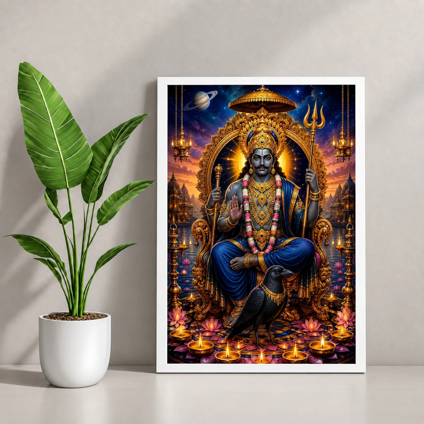 Shani Dev Lotus And Diya Radiance Photo Frame, view 4