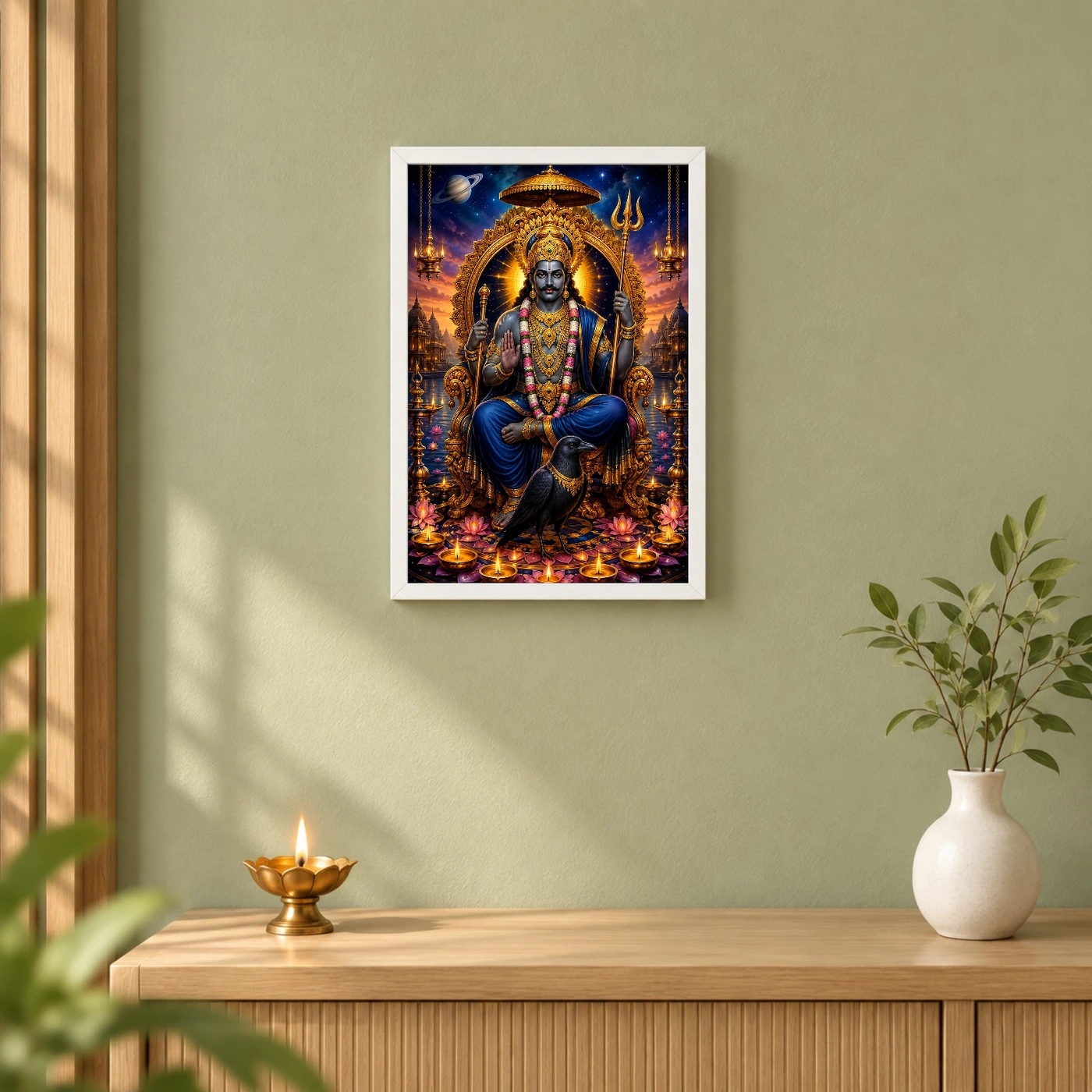 Shani Dev Lotus And Diya Radiance Photo Frame, view 6