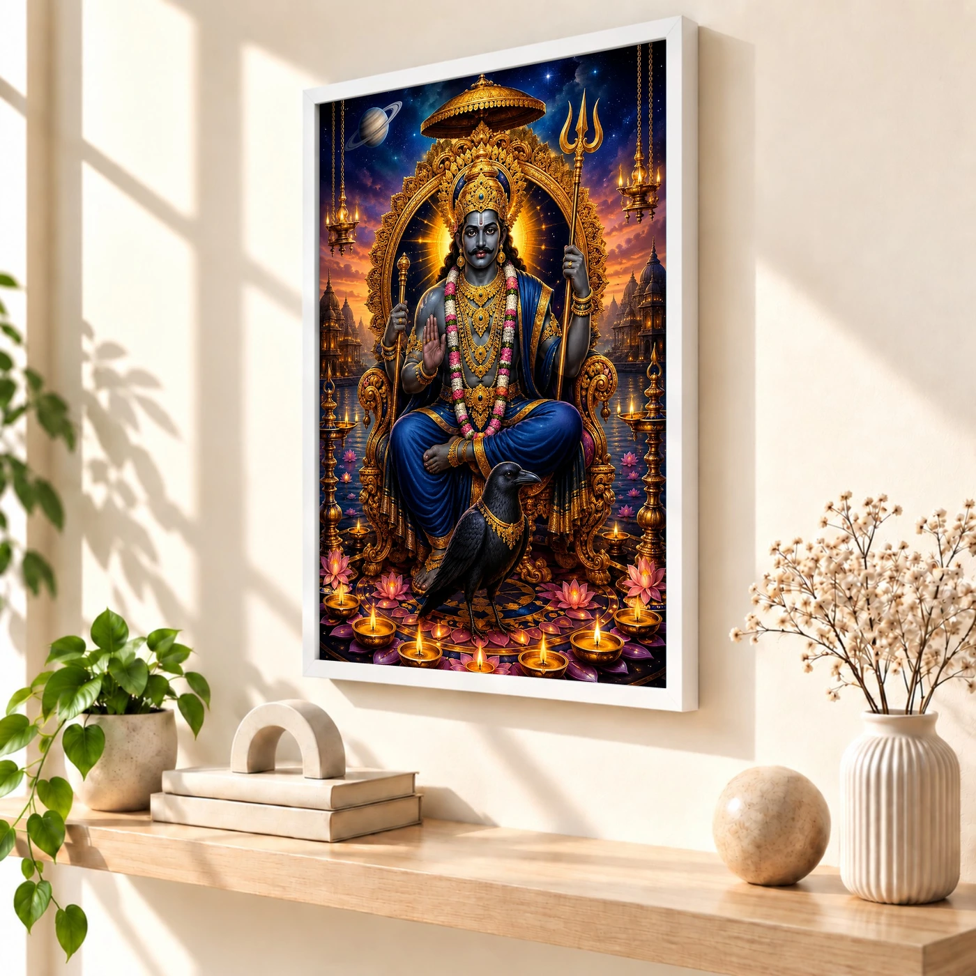 Shani Dev Lotus And Diya Radiance Photo Frame, view 7