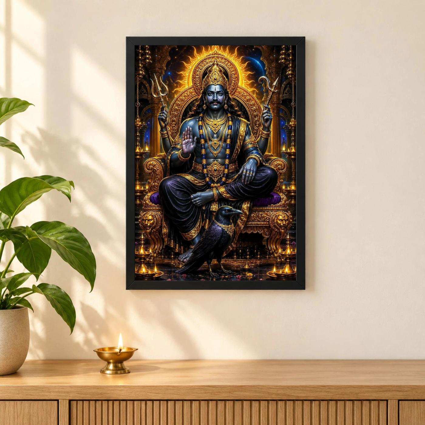 Shani Dev Ornate Golden Temple Darshan Photo Frame, view 3