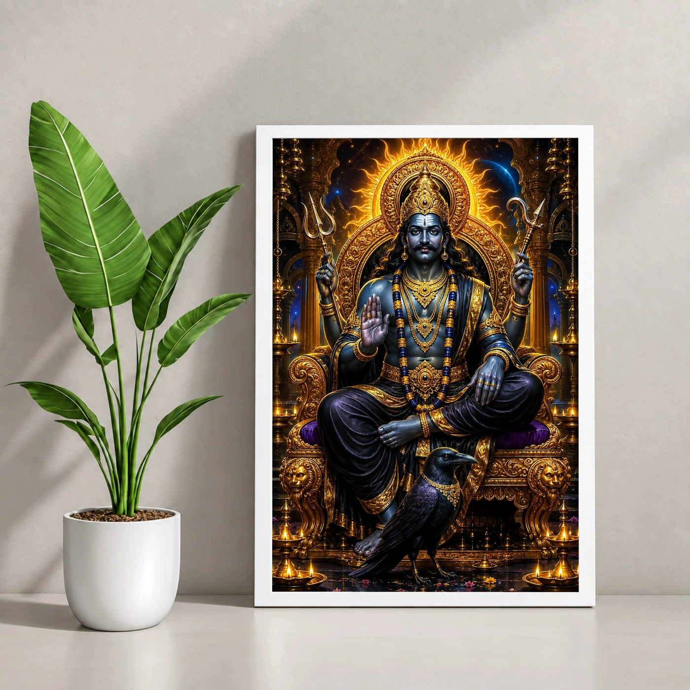 Shani Dev Ornate Golden Temple Darshan Photo Frame, view 4