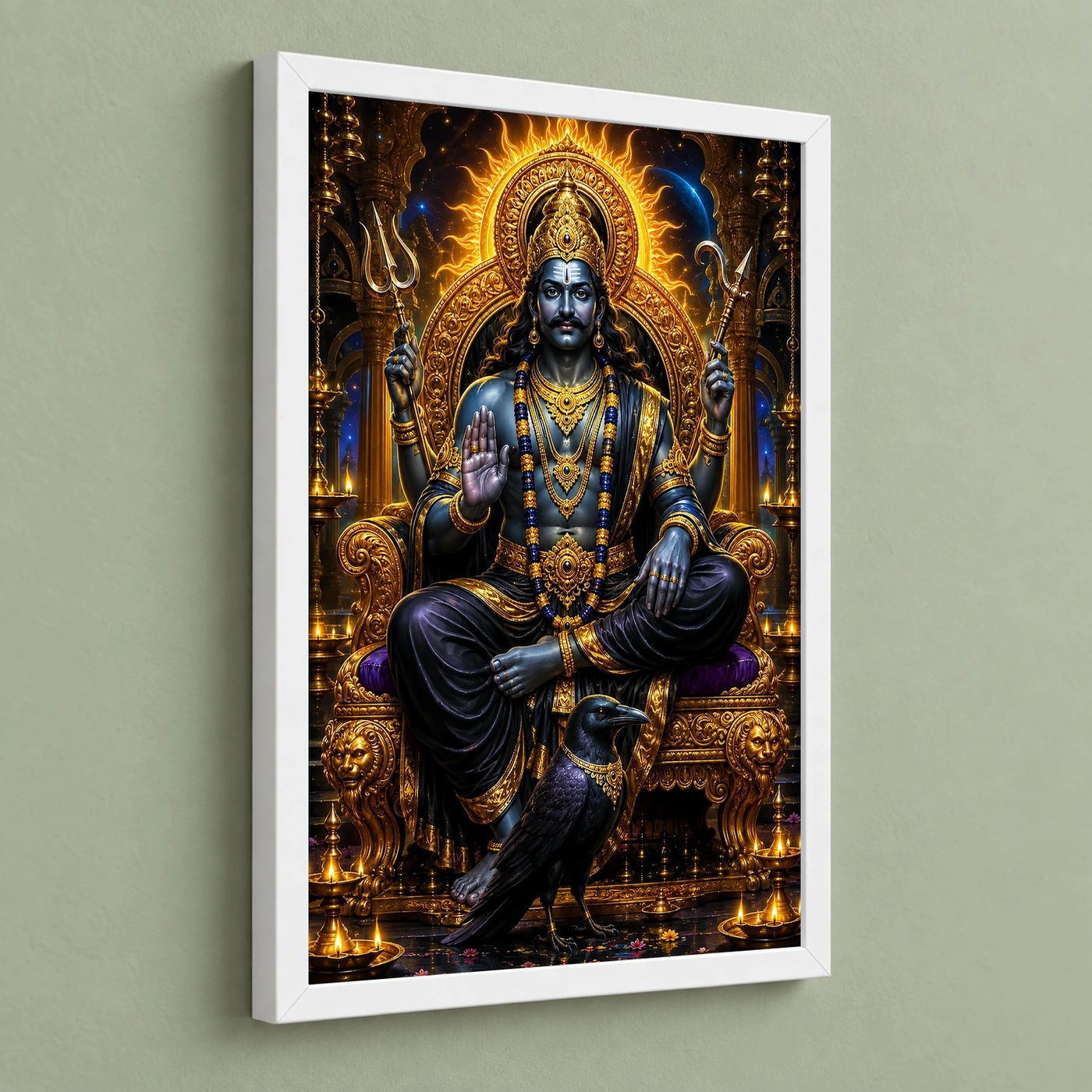 Shani Dev Ornate Golden Temple Darshan Photo Frame, view 5
