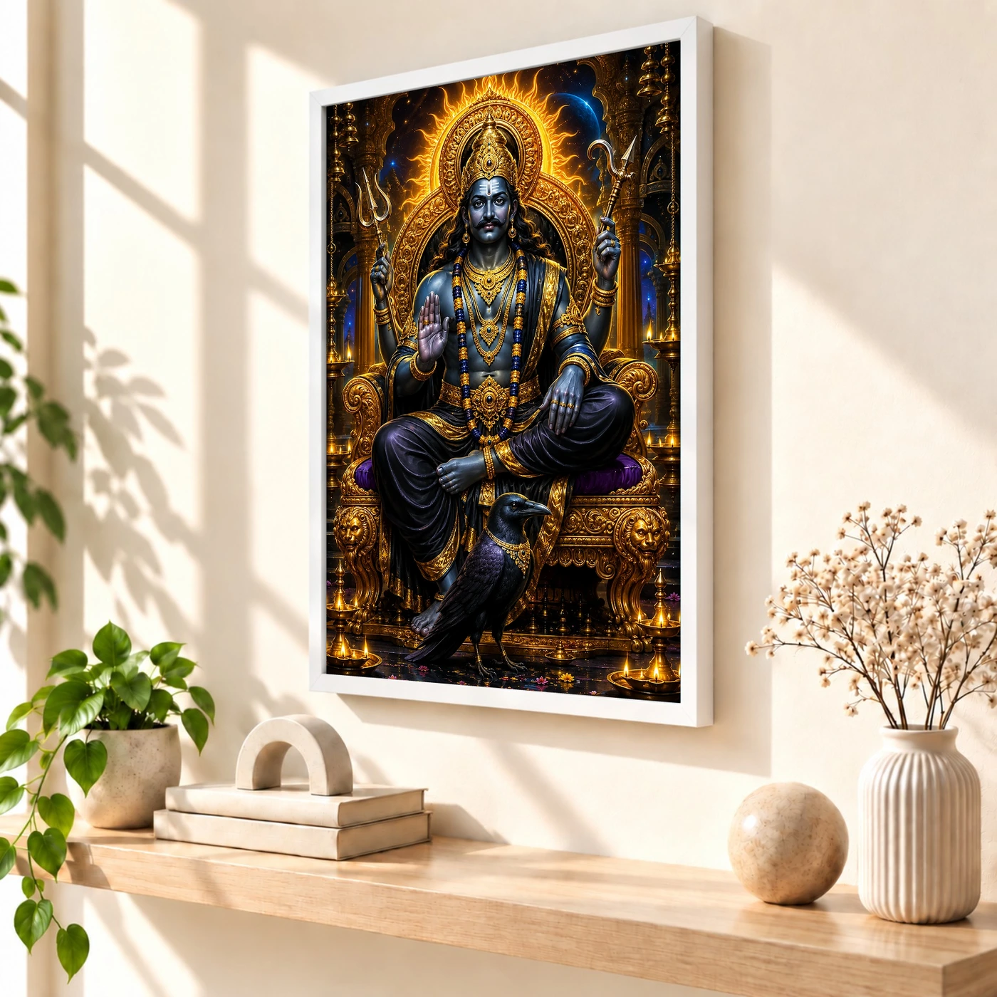 Shani Dev Ornate Golden Temple Darshan Photo Frame, view 7