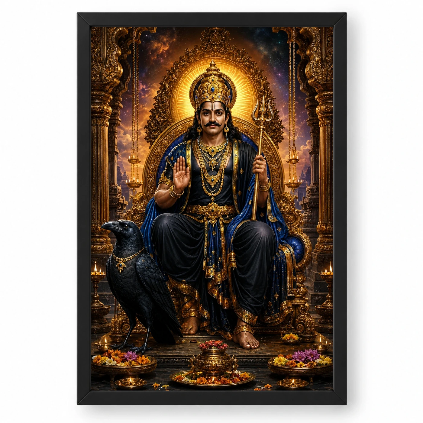 Shani Dev Peaceful Home Mandir Composition Photo Frame