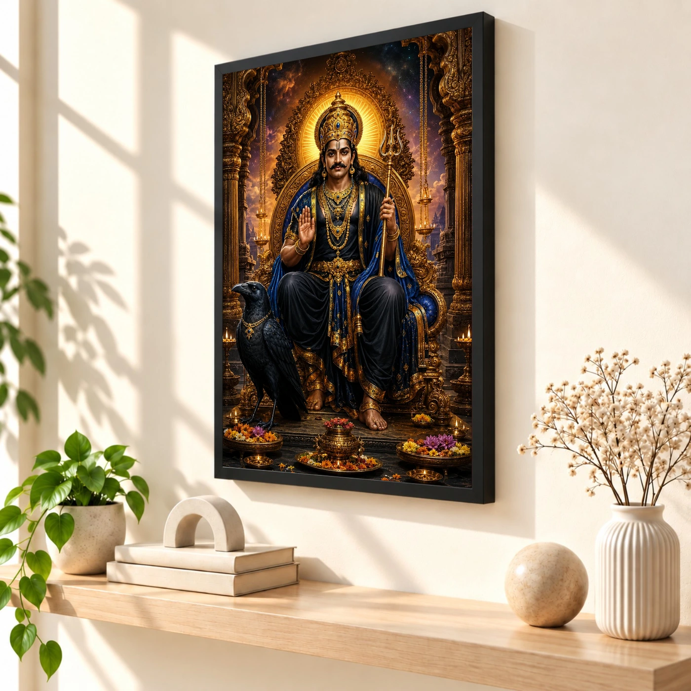 Shani Dev Peaceful Home Mandir Composition Photo Frame, view 2