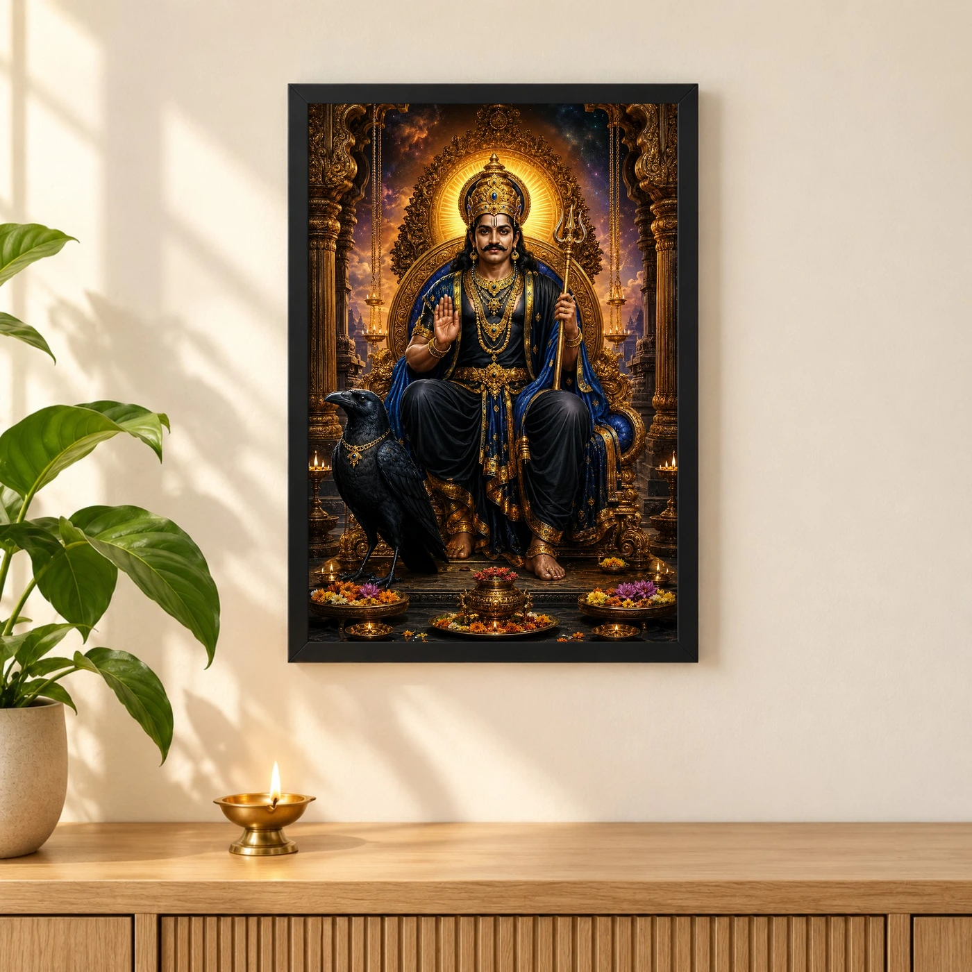 Shani Dev Peaceful Home Mandir Composition Photo Frame, view 3