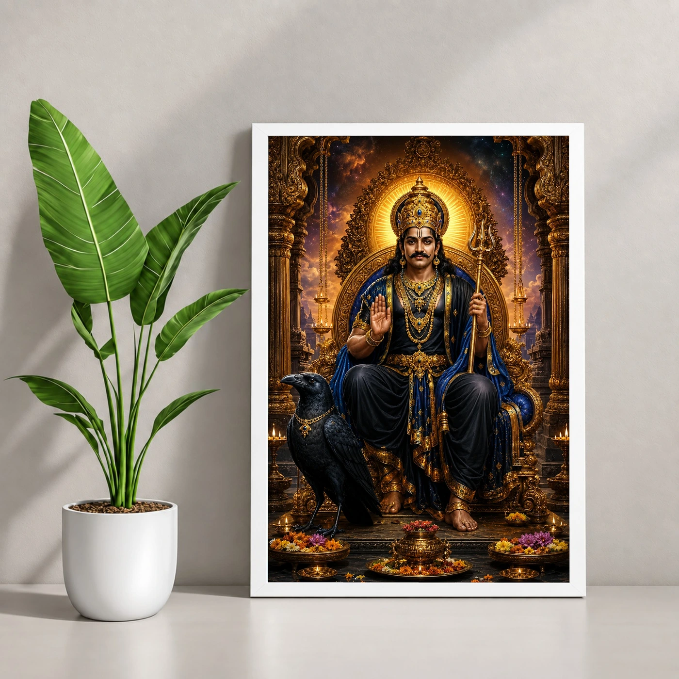 Shani Dev Peaceful Home Mandir Composition Photo Frame, view 4