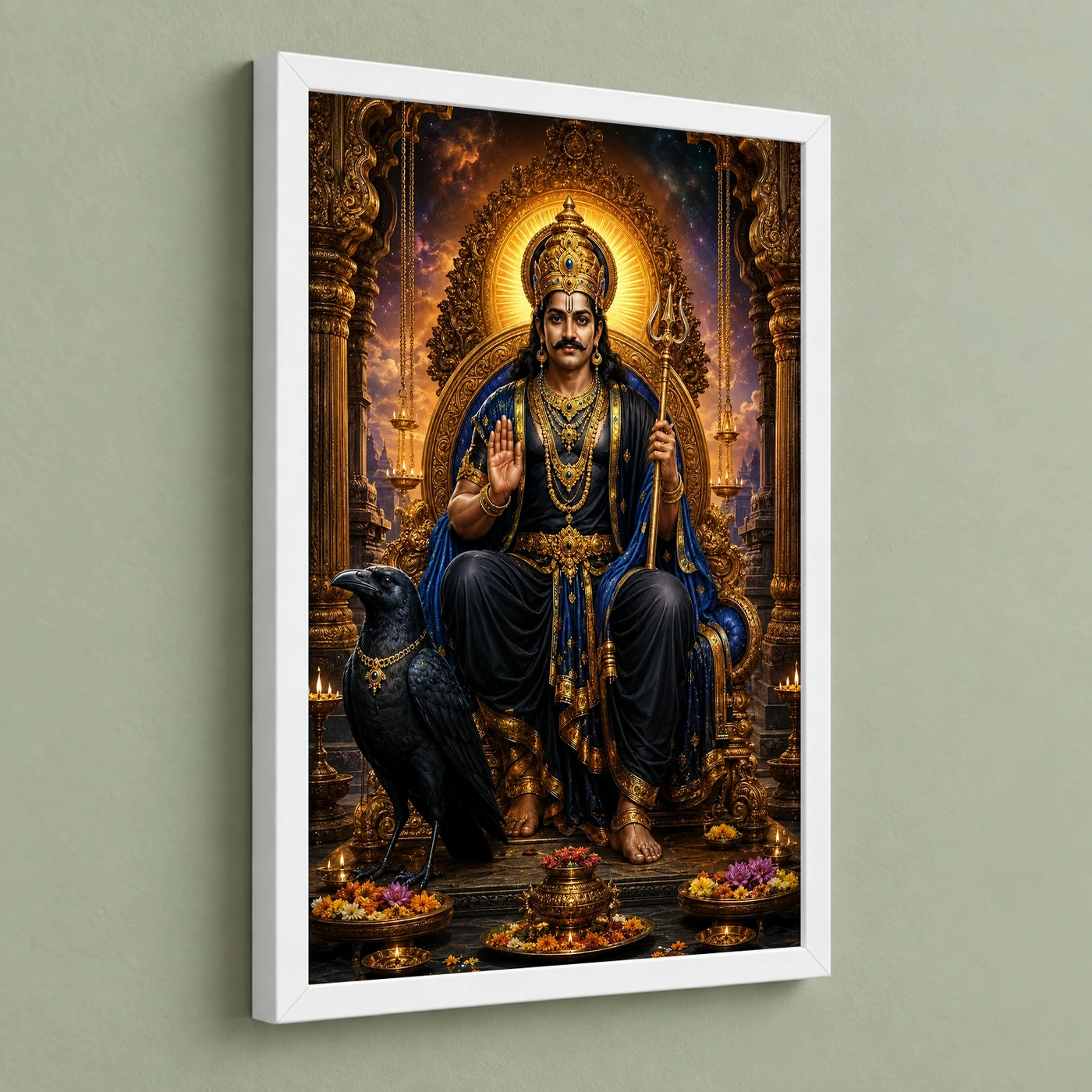 Shani Dev Peaceful Home Mandir Composition Photo Frame, view 5