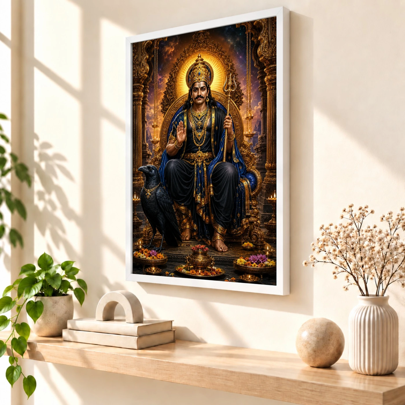 Shani Dev Peaceful Home Mandir Composition Photo Frame, view 7