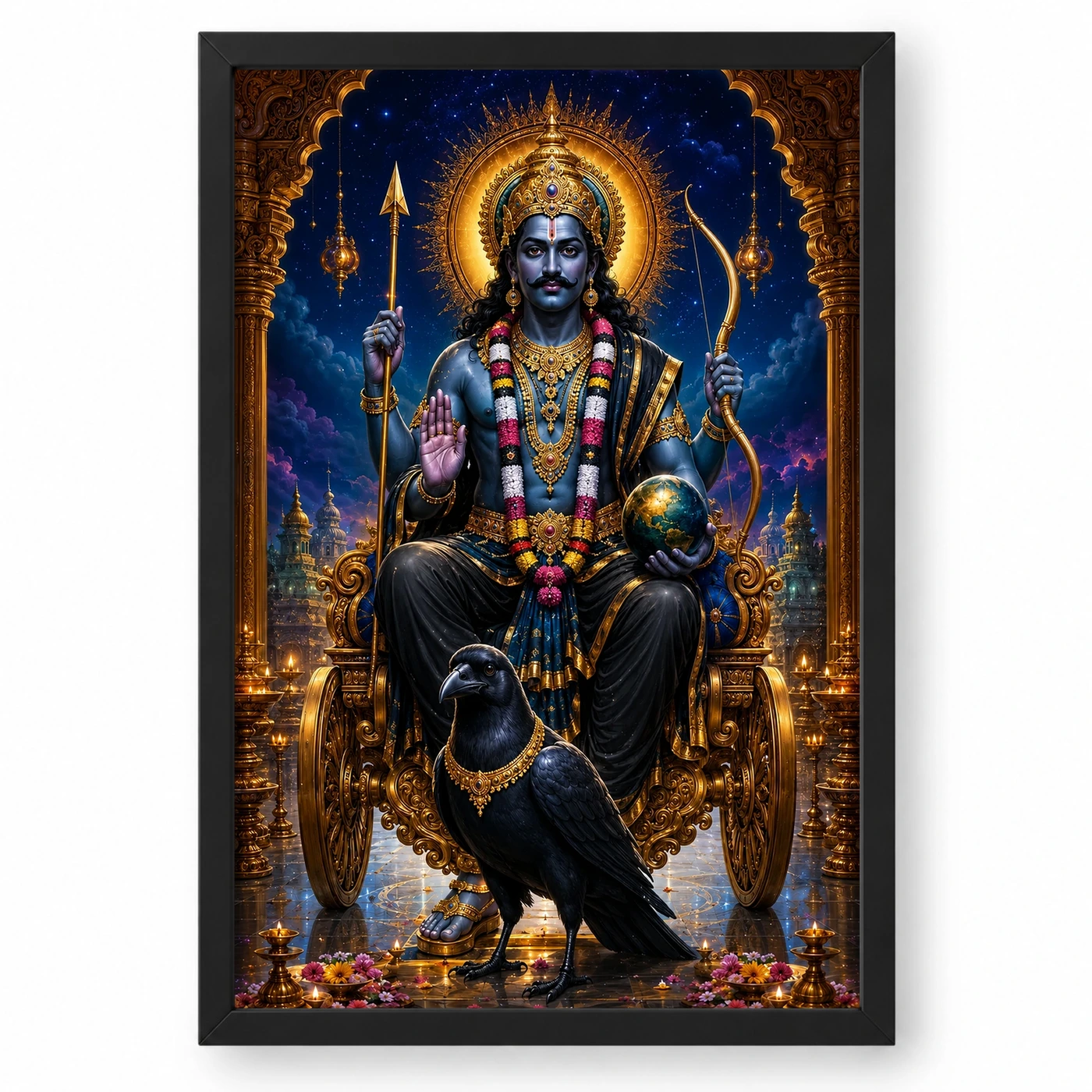 Shani Dev Royal Jewel-Toned Portrait Photo Frame