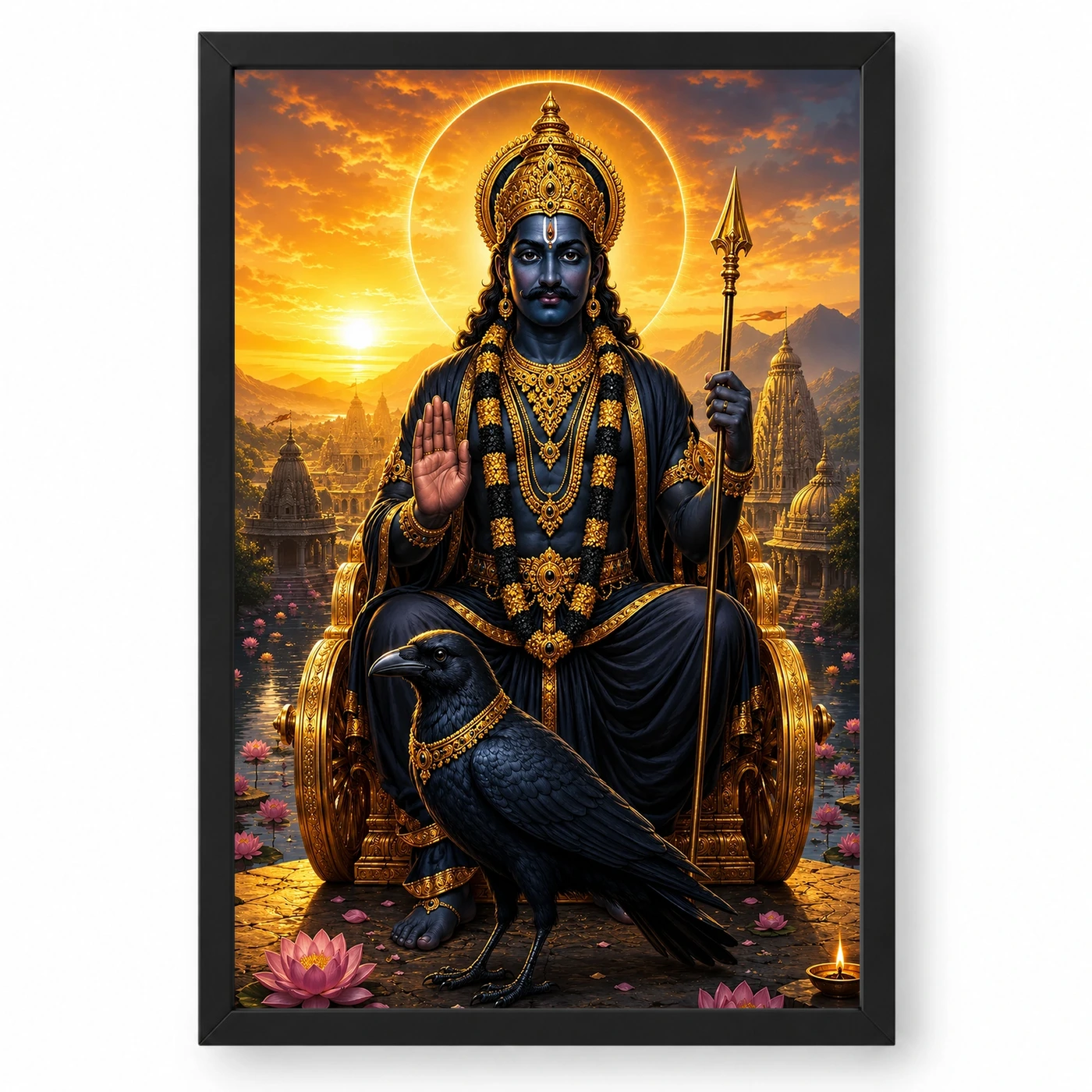 Shani Dev Serene Sunrise Blessing Photo Frame