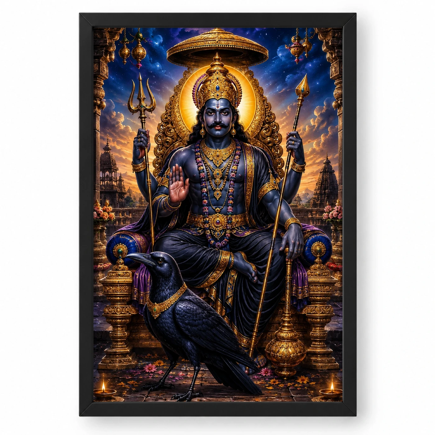 Shani Dev Vivid Premium Spiritual Poster Art Photo Frame