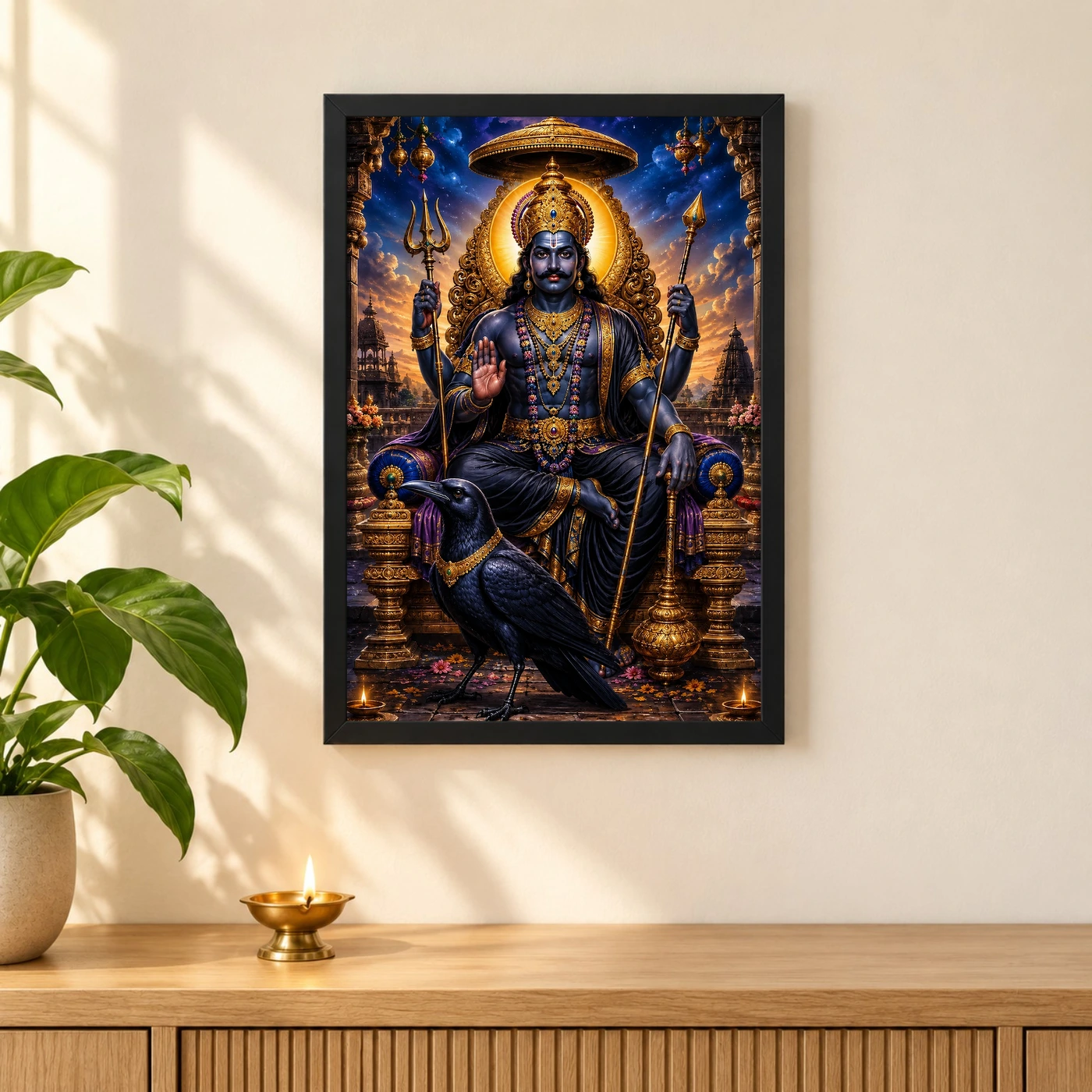 Shani Dev Vivid Premium Spiritual Poster Art Photo Frame, view 3