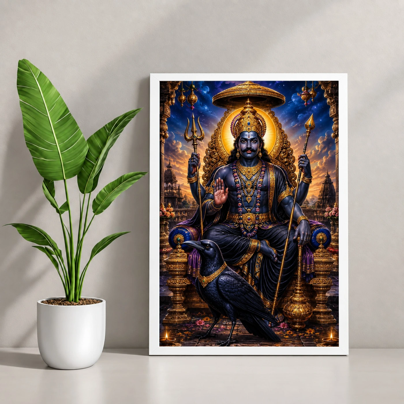 Shani Dev Vivid Premium Spiritual Poster Art Photo Frame, view 4
