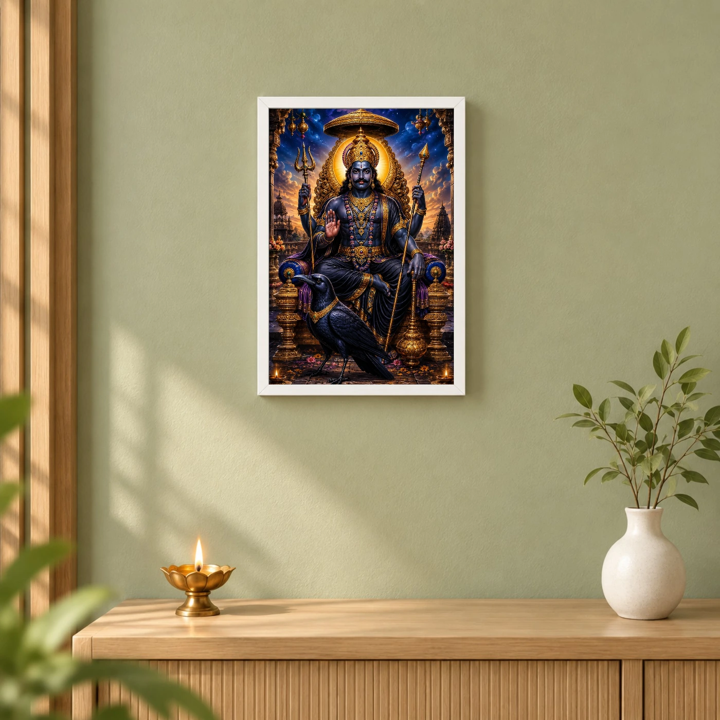 Shani Dev Vivid Premium Spiritual Poster Art Photo Frame, view 6