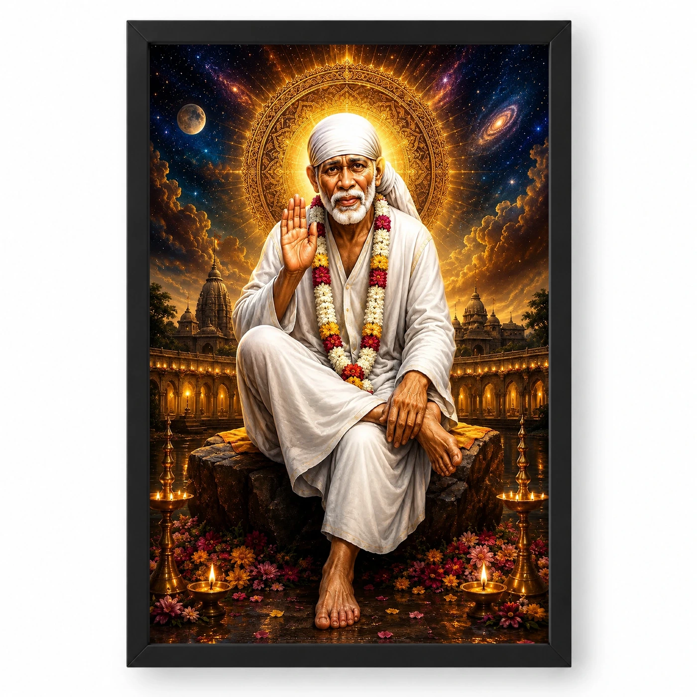 Shirdi Sai Baba Cosmic Celestial Aura Photo Frame