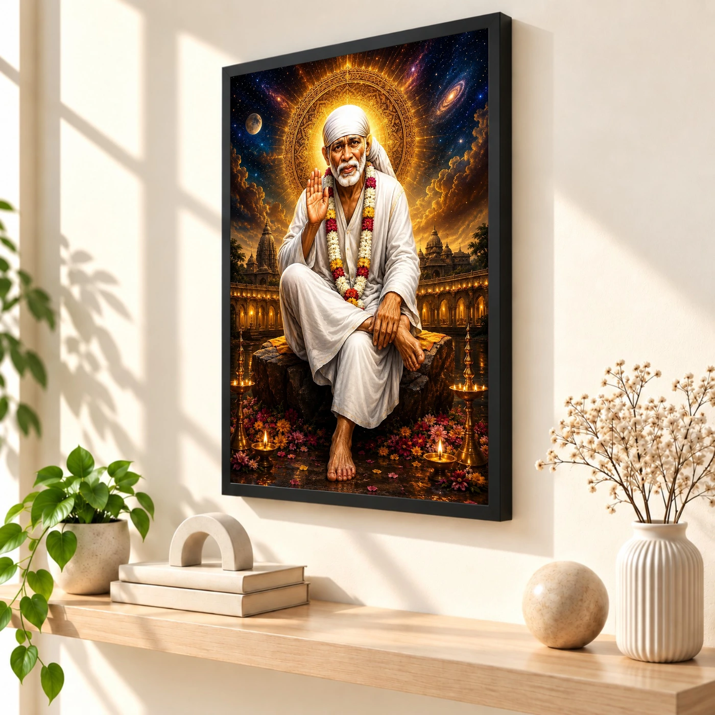 Shirdi Sai Baba Cosmic Celestial Aura Photo Frame, view 2