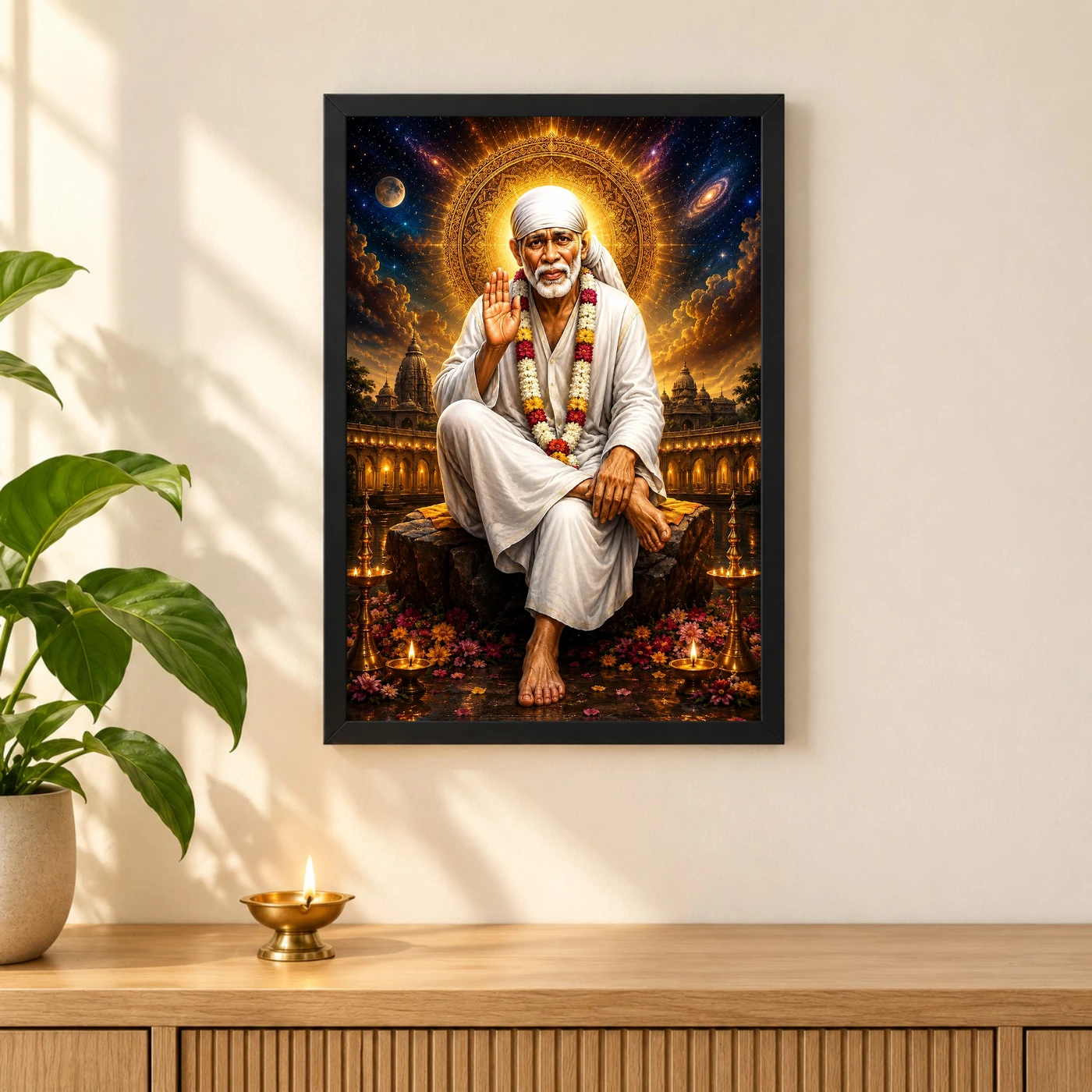 Shirdi Sai Baba Cosmic Celestial Aura Photo Frame, view 3